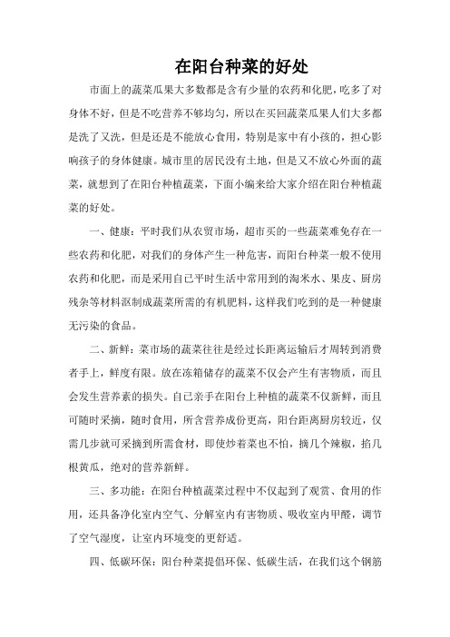 在阳台种菜的好处