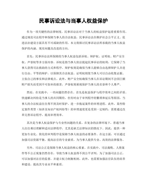 民事诉讼法与当事人权益保护