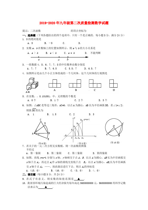 2019-2020年九年级第二次质量检测数学试题