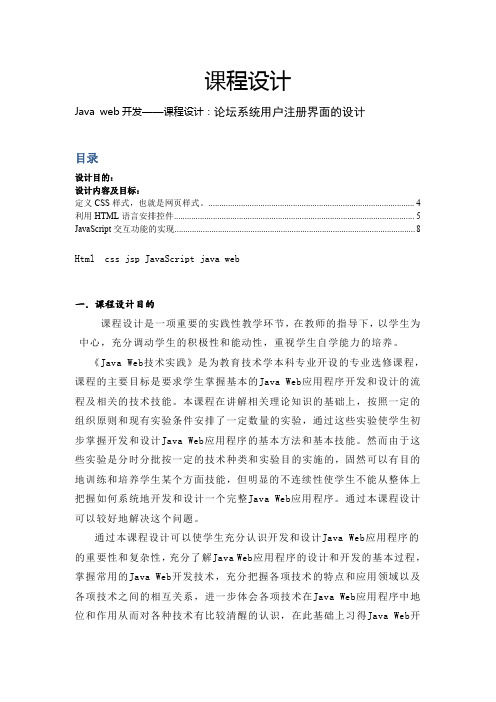 java web课程设计报告.用户注册界面设计