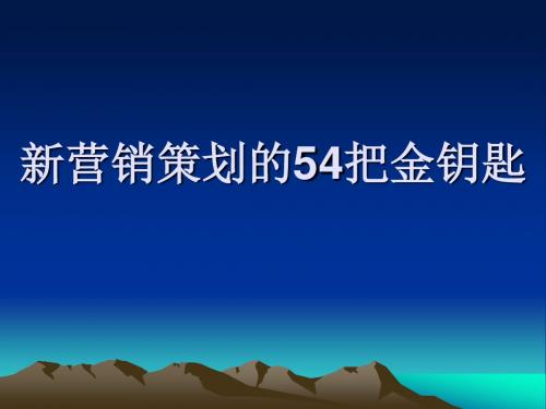 新营销策划的54把金钥匙