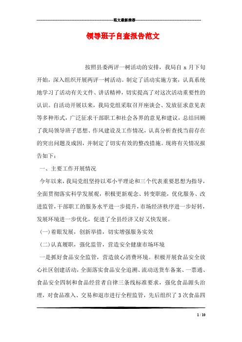 领导班子自查报告范文