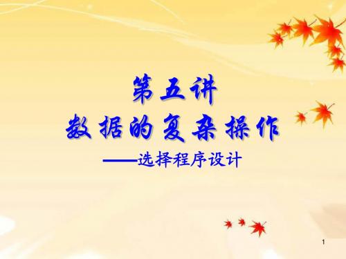 C语言第5讲--数据的复杂操作之选择程序设计
