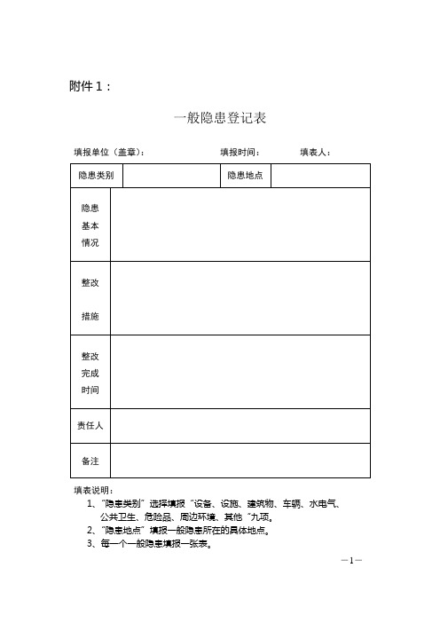 一般隐患登记表