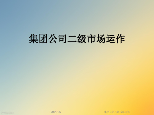 集团公司二级市场运作