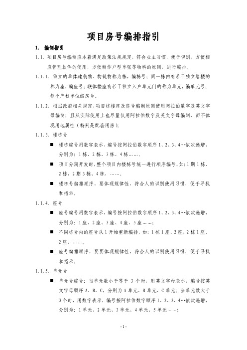 房地产项目房号编制指引