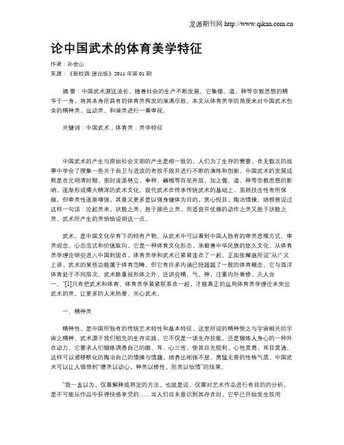 论中国武术的体育美学特征
