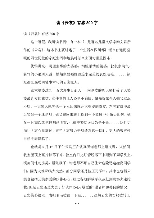 读《云裳》有感800字