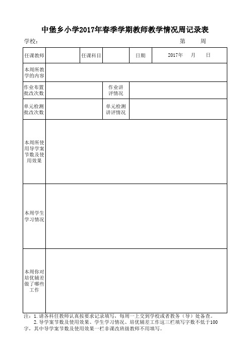 教师教学情况记录表