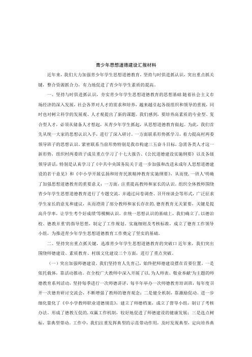 思想道德教育综述材料-02-青少年思想道德建设汇报材料