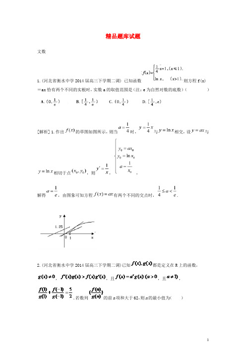 2015届高考数学大一轮复习 导数的概念及运算精品试题 文(含2014模拟试题)