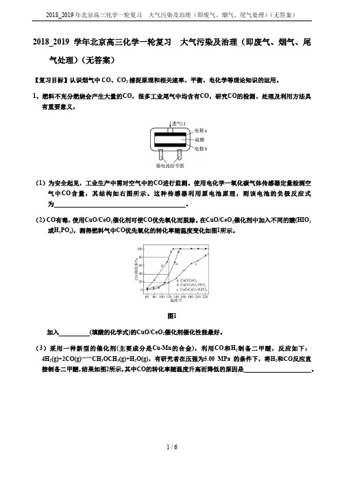 2018_2019年北京高三化学一轮复习  大气污染及治理(即废气、烟气、尾气处理)(无答案)