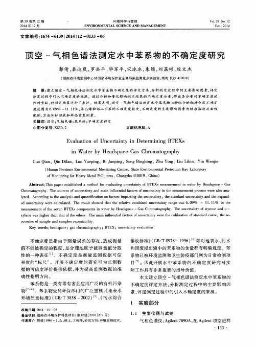 顶空-气相色谱法测定水中苯系物的不确定度研究