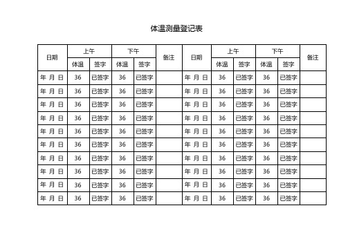 体温测量登记表