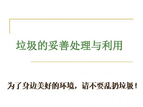 垃圾的妥善处理与利用