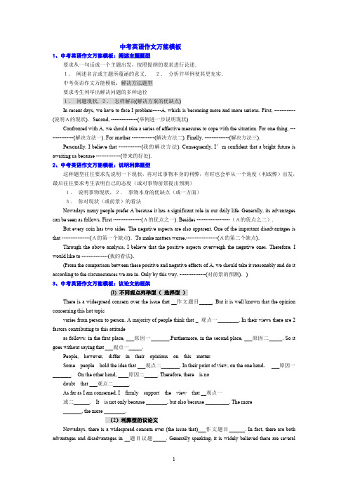 中考英语作文万能模板(最新整理)