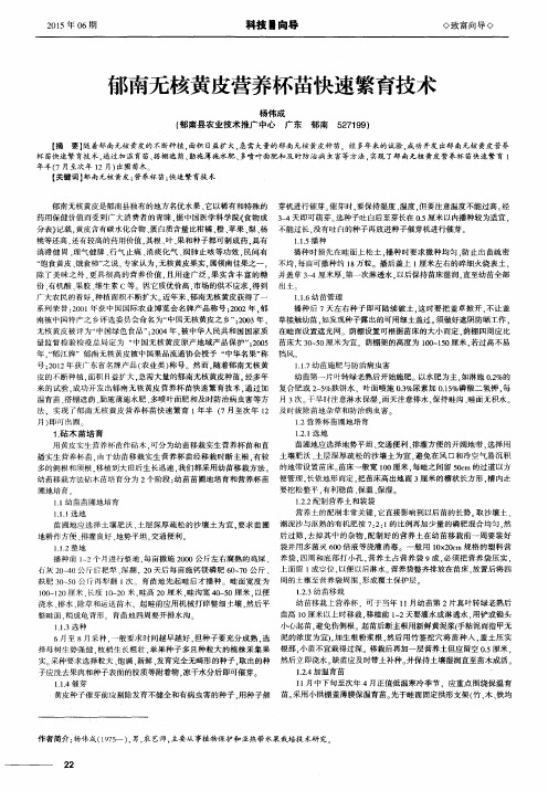 郁南无核黄皮营养杯苗快速繁育技术