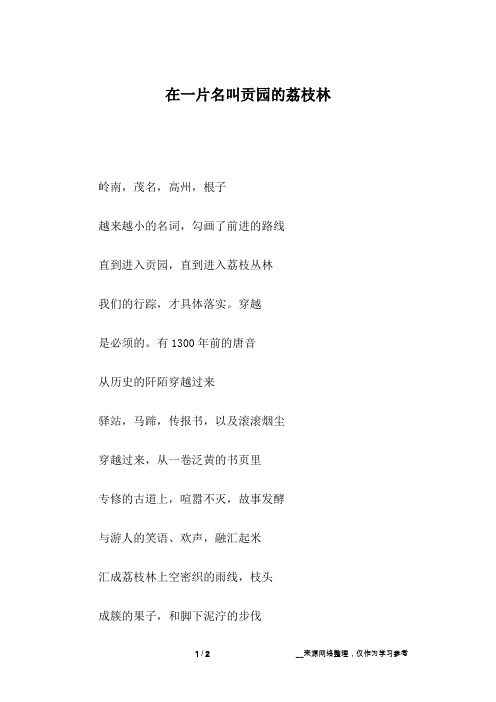 在一片名叫贡园的荔枝林