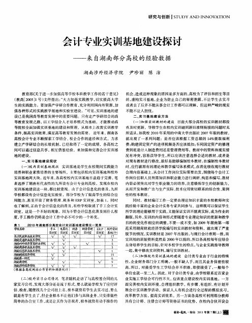 会计专业实训基地建设探讨——来自湖南部分高校的经验数据