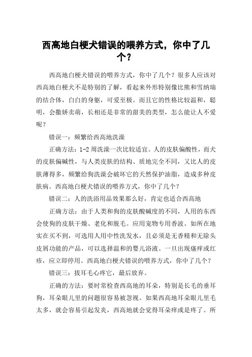 西高地白梗犬错误的喂养方式,你中了几个？