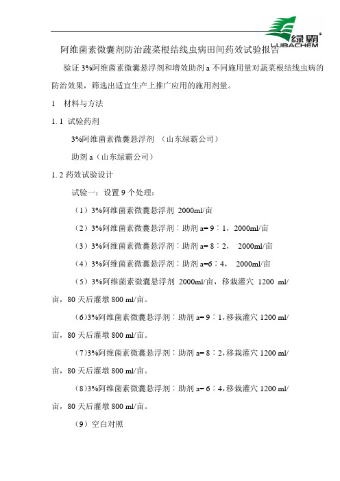 阿维菌素CS防治根结线虫试验方案