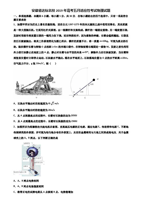 安徽省达标名校2019年高考五月适应性考试物理试题含解析