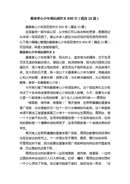 最美孝心少年观后感作文800字（精选15篇）