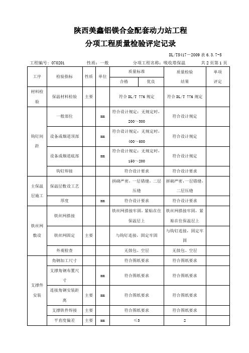 表6.3.7-5吸收塔保温