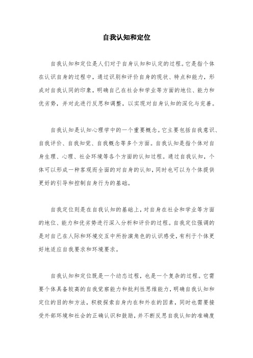 自我认知和定位