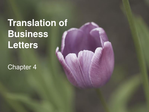 商务英语笔译 chapter 4 Translation of Business Letters-1