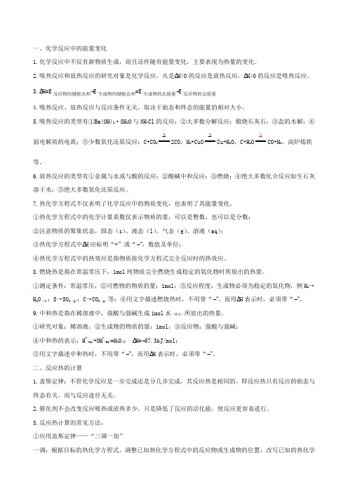 2020年高考化学重要知识点07化学反应中的热效应必备知识点