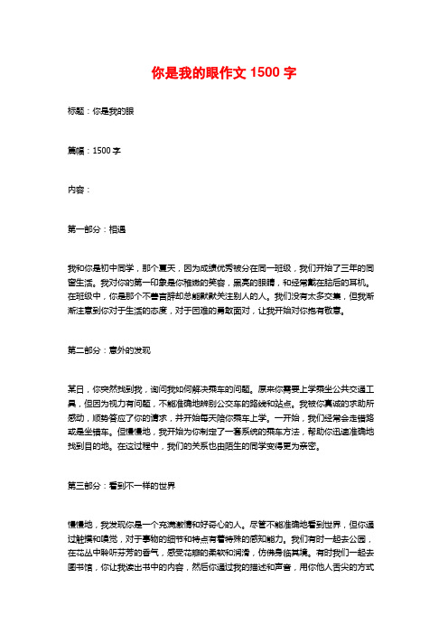 你是我的眼作文1500字
