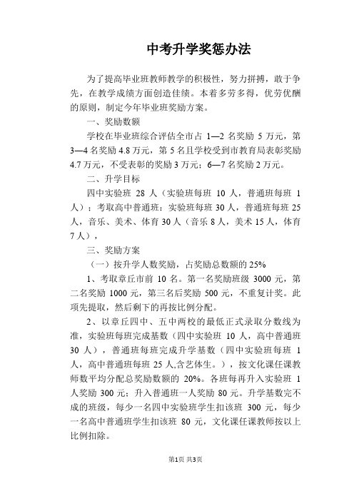 【学校管理规章制度】中考升学奖惩办法
