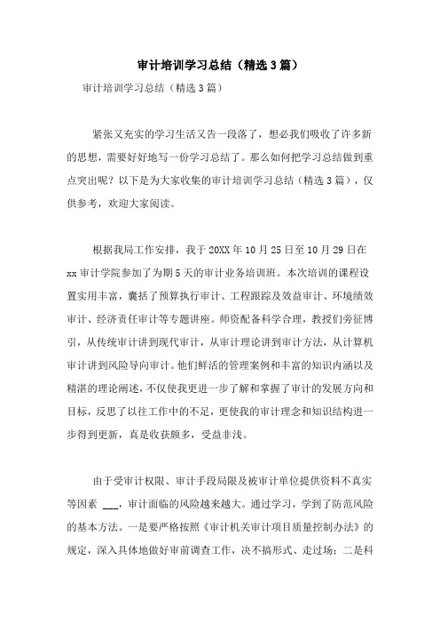 审计培训学习总结(精选3篇)