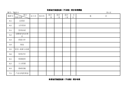 体系运行抽查达标(不合格)项分布表模板