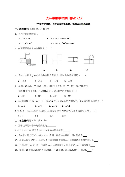 江苏省泰兴市黄桥镇九年级数学下学期双休日作业(6)(无答案)