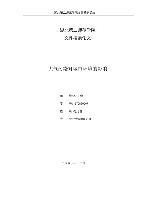 大气污染对城市环境的影响