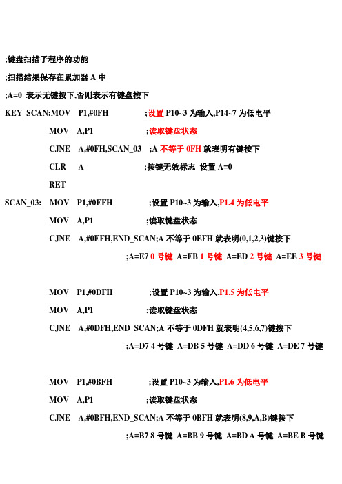 矩阵键盘扫描子程序