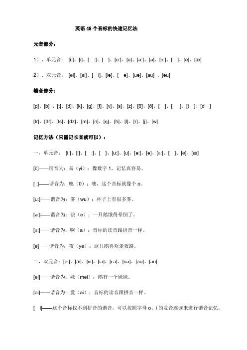 英语48个音标的快速记忆法