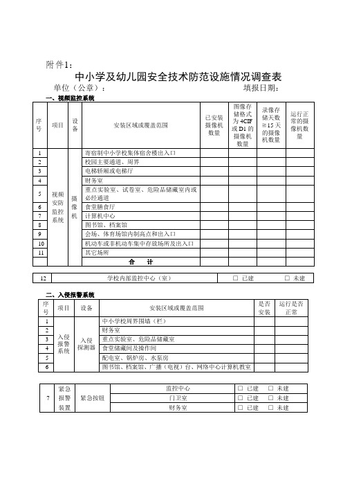 中小学及幼儿园安全技术防范设施情况调查表格.doc