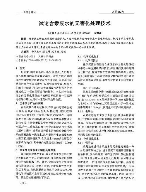 试论含汞废水的无害化处理技术