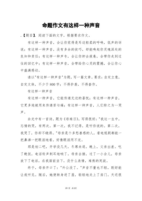 命题作文有这样一种声音_高二作文