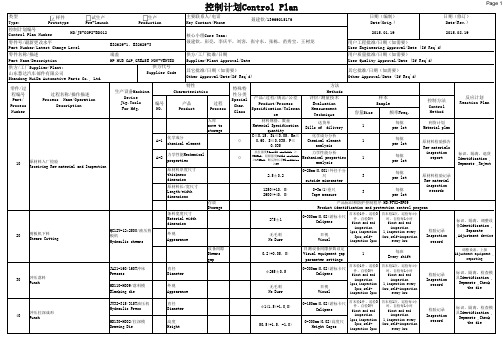 控制计划(中英文标准模板)