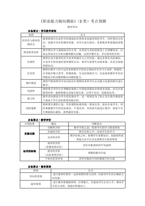 事业单位全国统考中小学教师D类重点