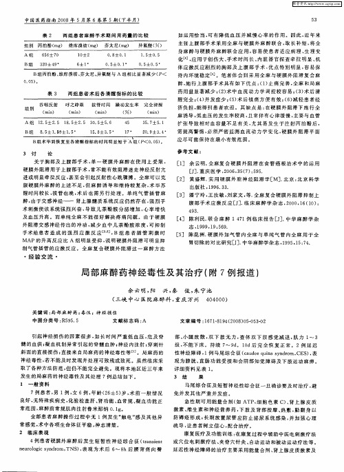 局部麻醉药神经毒性及其治疗(附7例报道)