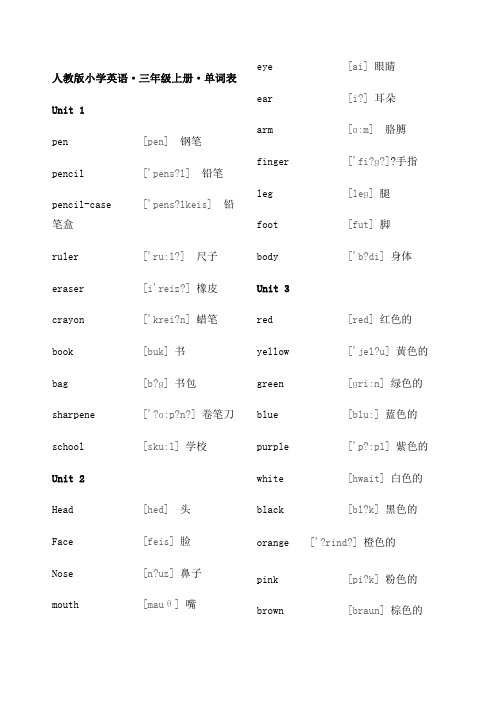 E 小学英语 级单词汇总带音标完整版