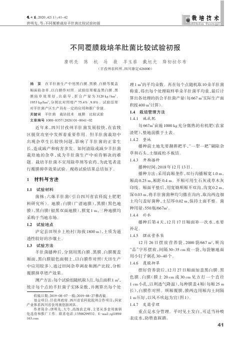 不同覆膜栽培羊肚菌比较试验初报