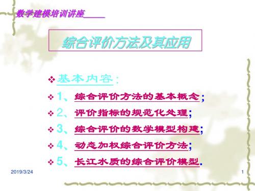 2019综合评价方法及其应用修改.ppt