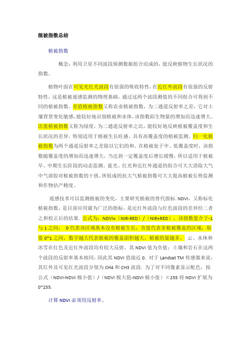植被指数总结
