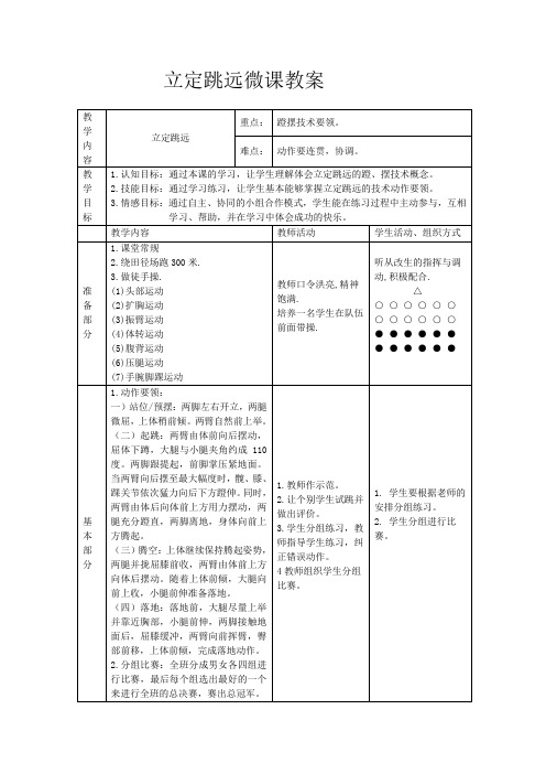 立定跳远微课教案